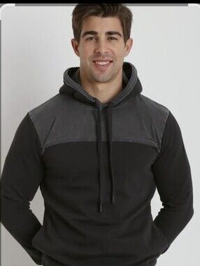 Calvin Klein Black and Gray Hooded Pullover Sweatshirt